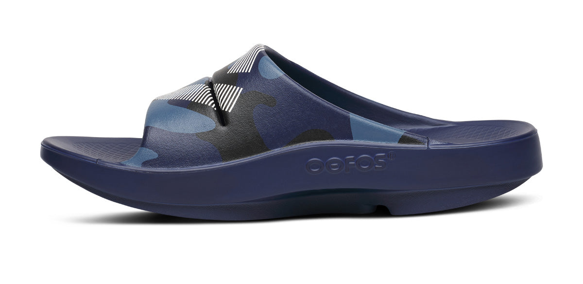 FJ X OOFOS Men's OOahh Sport Slide Sandal - Navy Camo - Image 4